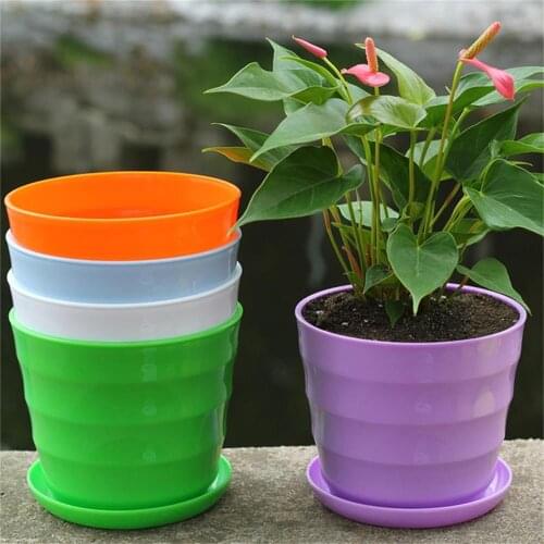 5PC Colourful Mini Plastic Flower Pot Succulent Plant Flowerpot Home Office Decor 9*9*8cm W30606