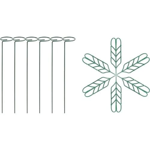 6x Garden Trellis Leaf Shape Potted Plant Support & 6x Plant Support Stakes ,Single Stem Plant Support