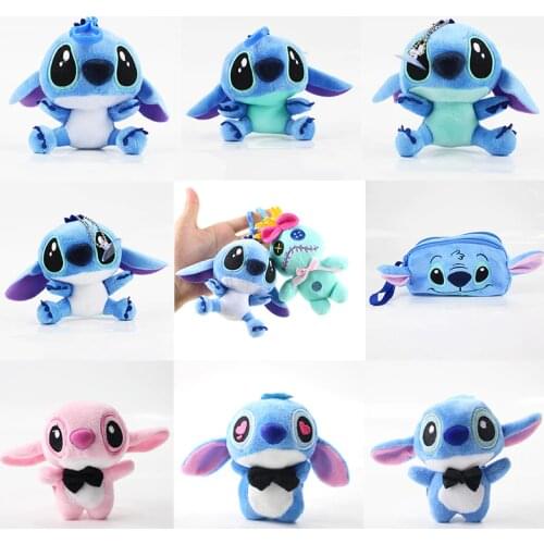 8-12cm Lilo and Stitch Plush Keychains Stitch Lilo Scrump Soft Stuffed Toys Cute Backpack Pendants