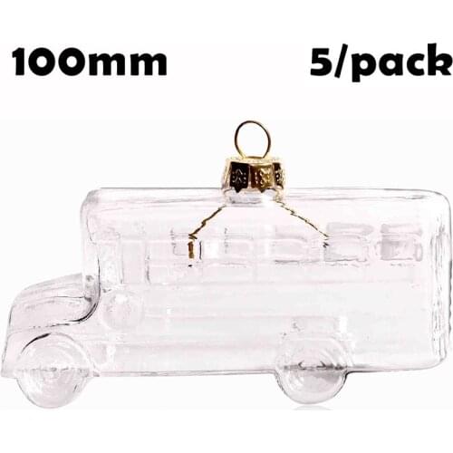 Promotion - DIY Paintable Home Event Garden Glass Christmas Decoration Ornament 100*35mm Glass School Bus, 5/Pack