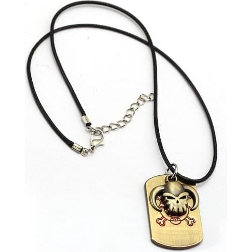 Anime One Piece Necklace Whitebeard Ace Tag Pendant Metal Rope Chain Choker Necklaces Women Men Charm Gifts Jewelry