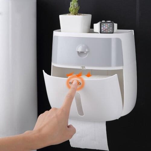 Toilet Paper Holder Waterproof Wall Mounted Toilet Paper Tray Roll Paper Tube Storage Box Tray Tissue Box Shelf Bathroom Product