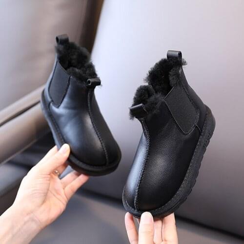 Childrens Retro cotton shoes winter 2021 new boys school snow boots Korean version girls' extra thick warm boots 1-15 years old