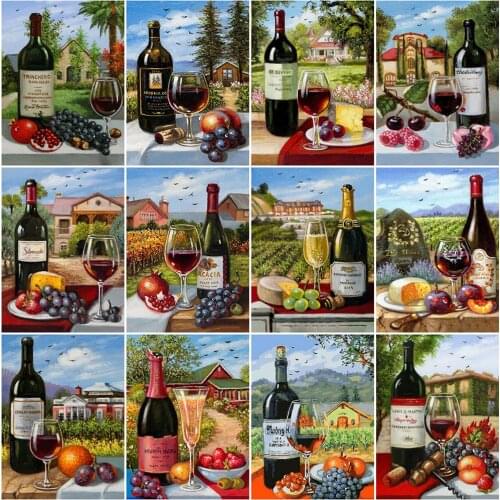 Evershine 5D Diamond Painting Wine Full Square Mosaic Diamond Embroidery Sale Landscape Picture Of Rhinestones Needlework Crafts