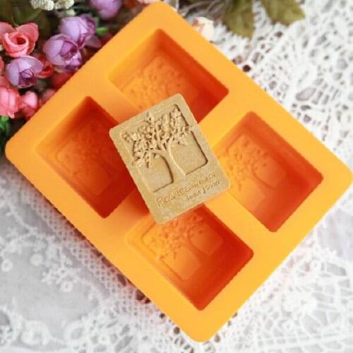 Handmade soap silica gel mould candle soap mould silicone mold for DIY rctangle tree 4 holes