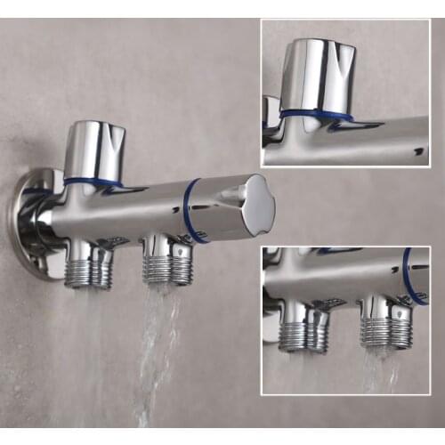 G1/2*1/2 Brass Garden Faucet Angle Valve Double Switch Dual Control Water Valve One Into Two Out Of The Diverter Valve Taps