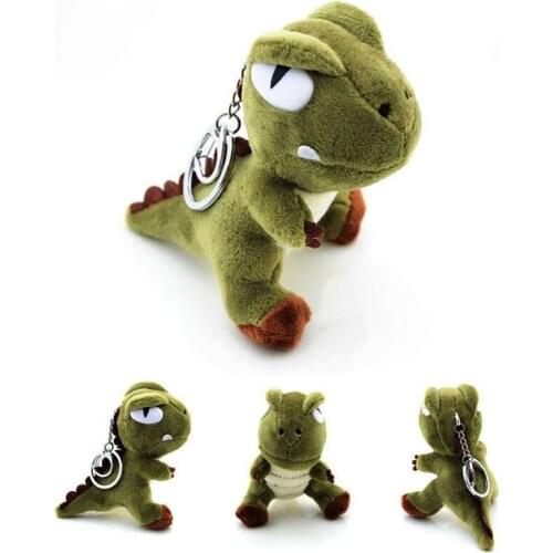 Kawaii Quality 10CM Dinosaur Plush Stuffed Toy Key Ring Chain Pendant Dragon Plush Doll