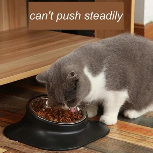 Feeding Food Bowls Pet Dog Cat Wear-resistant Slow Food Bowl Anti-slip Stainless Steel 15 Degree Tiltable Pets Supplies