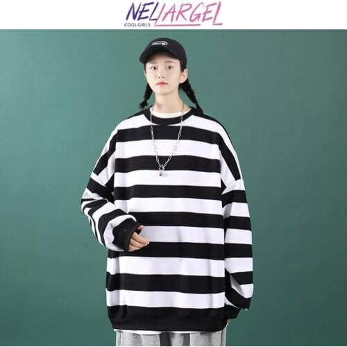 NELLARGEL Women Striped Patchwork Y2k Harajuku Hoodies 2021 Female Korean Fashion Vintage Sweatshirt Girl Kpop Streetwear Hoodie