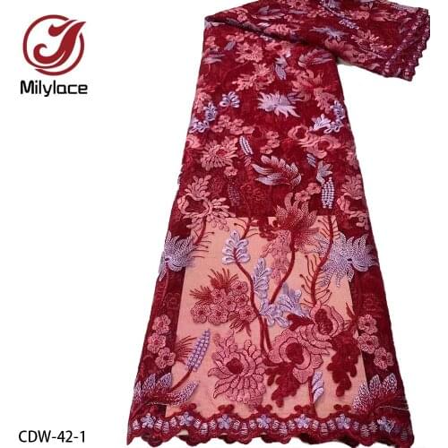 Latest African Lace Fabric 2021high Quality Lace Embroidery Net Tulle Tissue French Lace Fabric for Party Dress CDW-422