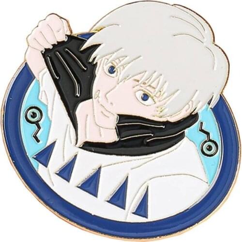 New Jujutsu Kaisen Cute Gojou Satoru Inumaki Toge Itadori Yuuji metal Lapel Pin Anime Butterfly Clasp Pin Butterfly Brooch gift