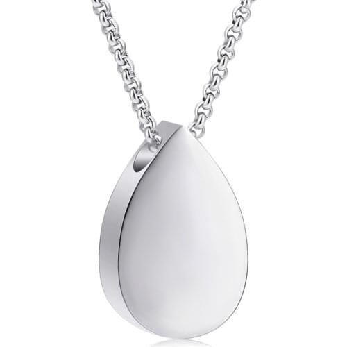 Custom Teardrop Special Gifts Stainless Steel Blank Teardrop Cremation Necklace Urn For Ashes Memorial Urn Jewelry