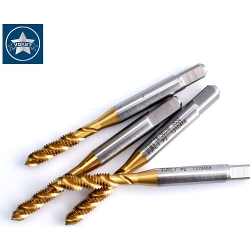 VOKET HSSE With TIN Fine Thread Spiral Fluted tap UNF 0-90 0-80 1-72 2-64 3-56 4-48 5-44 6-48 6-40 Machine Screw Thread taps