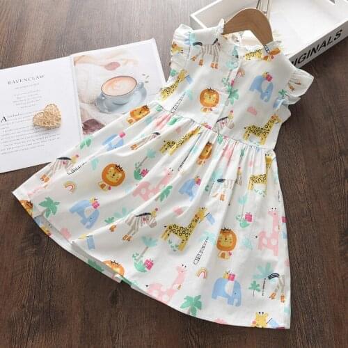 Casual Summer Cartoon Print Baby Girls Princess Dress New Fashion Summer Sleeveless Dresses Kids Party Clothes Children Vestido