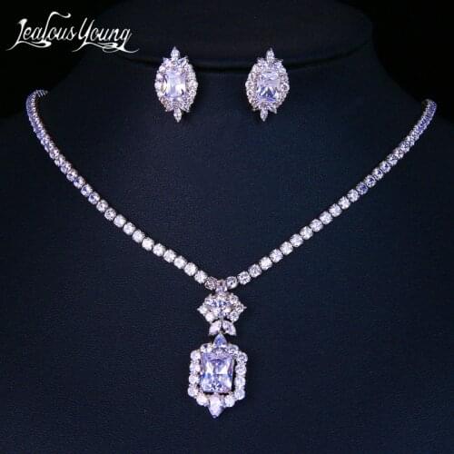 Luxury Marquise Zirconia Women Wedding Jewelry Sets with Silver Color CZ Zircon Indian Vintage Jewellery Set for Women Gift Set