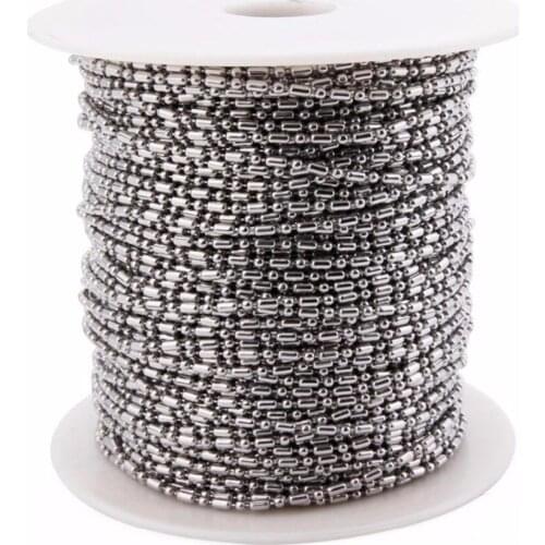 Silver Color Stainless Steel Chain Necklace Beads Chain Rolo Chain Necklace Fashion Jewelry Necklace Women Men Wholesale