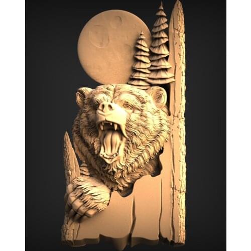 Bear animals 3d STL Model Relief for CNC Router Aspire Artcam