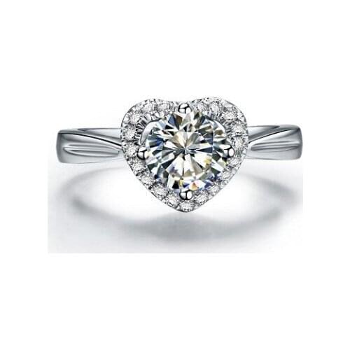 Vintage Hear Cut 1C Test Positive Moissanite Solid 18K White Gold Women Anniversary Ring Fine White Gold Au750 Female Ring