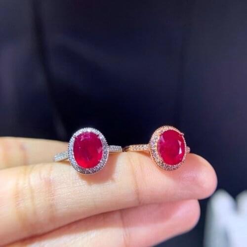 Jewelry 100% Natural Africa Ruby Ring for Woman 5*7mm Opaque Ruby Silver Ring 925 Silver Ruby Jewelry