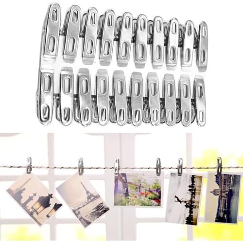 40pcs Practical Stainless Steel Clothes Pegs Socks Clips Food Medium-Sized Clothes Underwear Pins Clamps Small Metal Clip