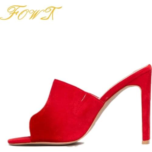 Red Gradient Flock Slipper Peep Toe Super High Pumps Strange Style Heels Spring/Autumn Free Shipping Sexy Shoes for Women 2021