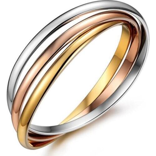 Wholesale Bracelets Bangle for Women Three-color Rose gold Trendy Female Stainless Steel Jewelry