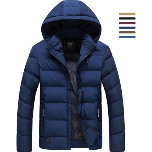 Winter Casual Plain Color Hooded Coat Warm Parkas Outwear Mens Padded Thick Zipper Down Jackets