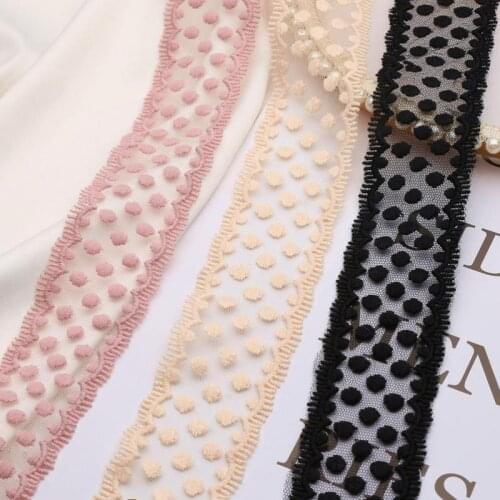 1m 40mm Mesh Lace Ribbon With Embroidery White Black Dots Ribbons Bow Knot Hair Accessories Wedding Decor Diy Handmade Material