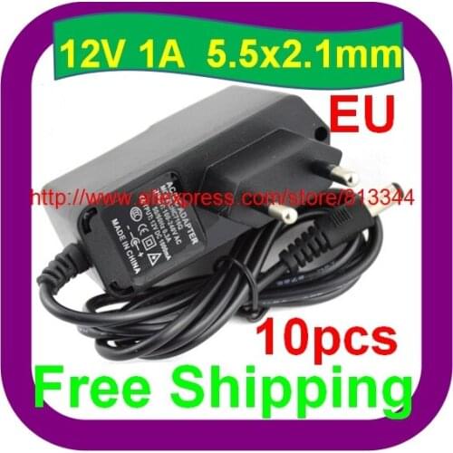 10 pcs Free Shipping EU PLUG DC 12V 1A 1000mA Power Supply Adapter for Network Router