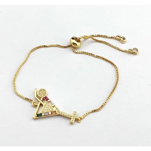 10 Pcs New arrival Romantic Micro Pave rainbow CZ Crystal goblet Charm Bracelet For Women Fashion Jewelry Gift BG316