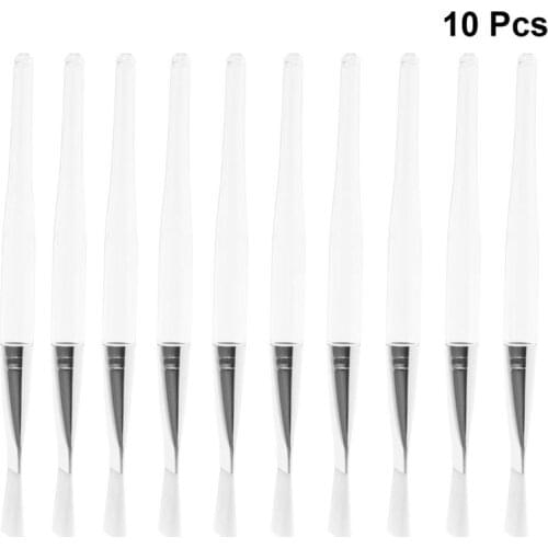 10pcs Professional Facial Mask Brushes Transparent Crystal Rod Soft Face Applicator Brush for Face Mask Application (Pink Bag)