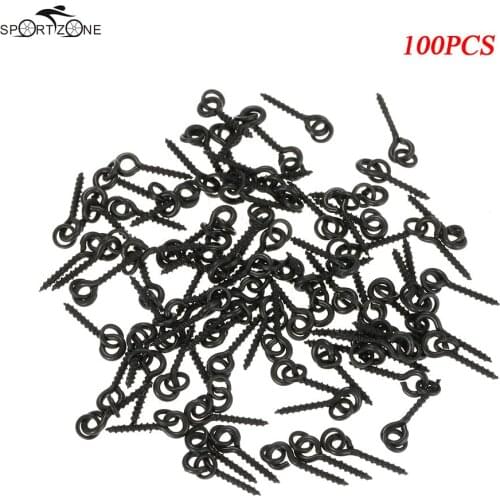 100pcs/lot 13mm Carp Fishing Chod Boilie Screw with Ring Pop Up Peg Pellet Holder Bait Stop Matte Black Terminal Fishing Tackle