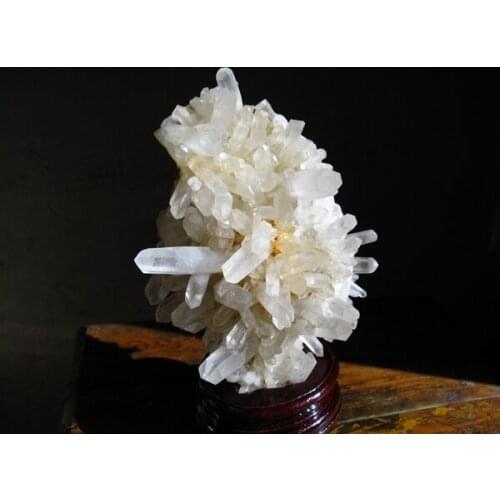 1410g clear natural rock quartz crystal cluster original+160g stand