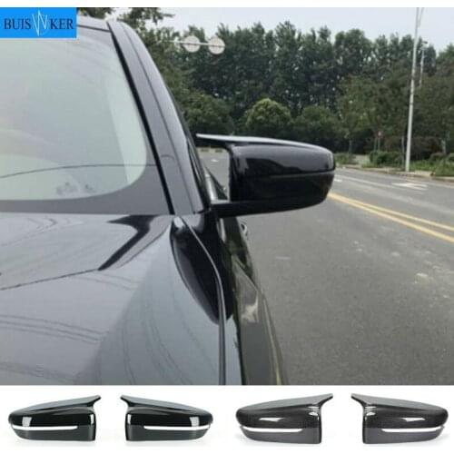 2Pcs Car Bright Black Side Rear View Mirror Cover Replacement for BMW 5 Series G11 G12 G30 G38 2017-2019