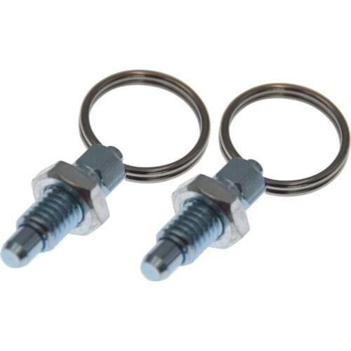 2PCS Stainless Steel Spring Indexing Plunger with Pull Ring M6 Flat