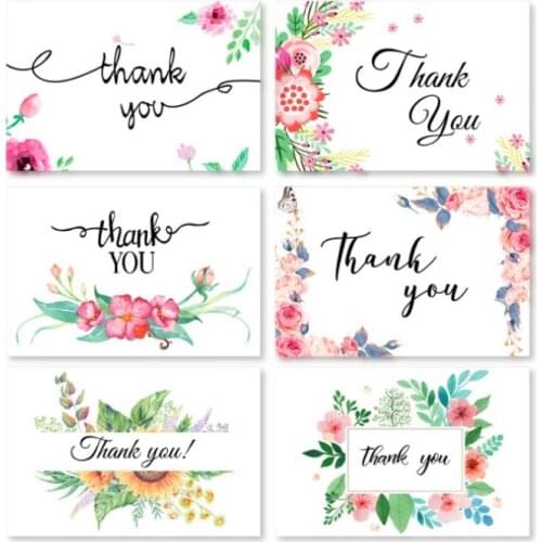 6set/lot mix styles 6 PCS card+6 PCS envelope Flower "thank you" cards gift message card DIY decoration Holiday greeting card