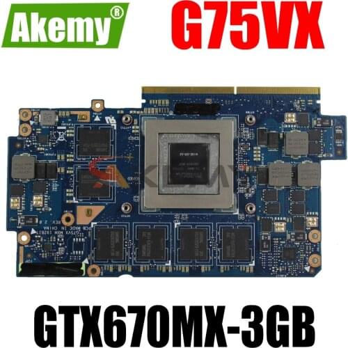 AKEMY GTX670MX-3GB Graphics Card Board For ASUS G75VX Laptop Motherboard (MXM 192BT Video Original mainboard)