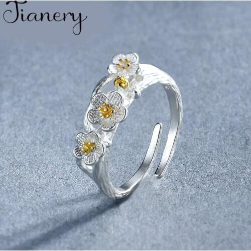 Bohemian Charm Boho Plum Flower Rings For Women Lover Wedding Bridal Valentines Gifts Men Open Retro Antique Rings 2021