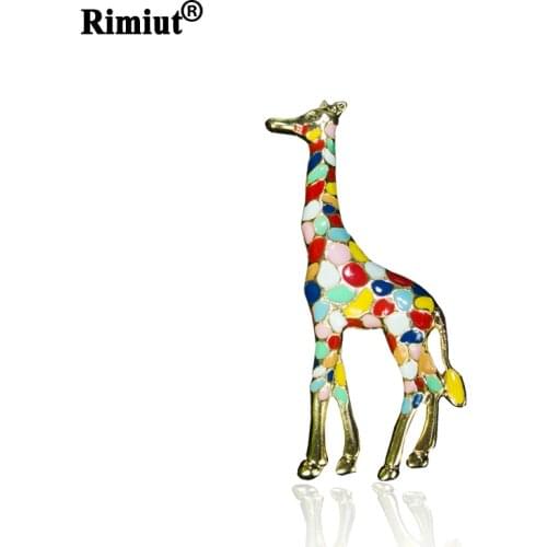 Rimiut Animal Giraffe Painted Brooch Pins Multicolor Cute Women Accessories Pin Clips Alloy Scarf Buckle Cartoon Brooches