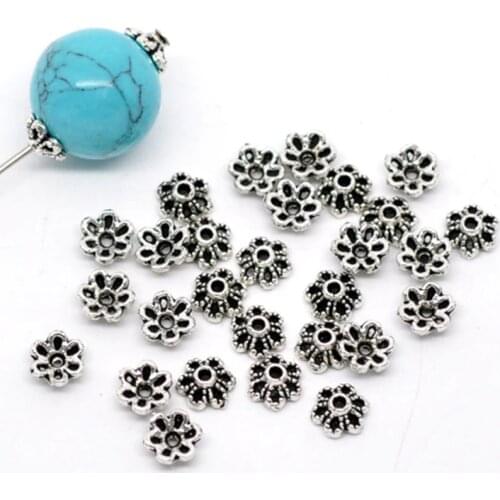 DoreenBeads Zinc Based Alloy Beads Caps Flower Antique Silver Color DIY Making Jewelry (Fits 8mm-12mm Beads) 6mm x 2.8mm, 300PCs