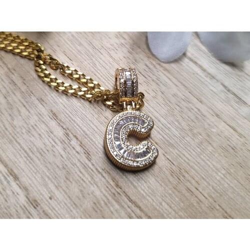 Hip Hop Bling Jewelry Order Chain & Letter Women Men Rock iced out chain Cz Alphabet Pendant Name CZ Tennis Initial Necklace 18"