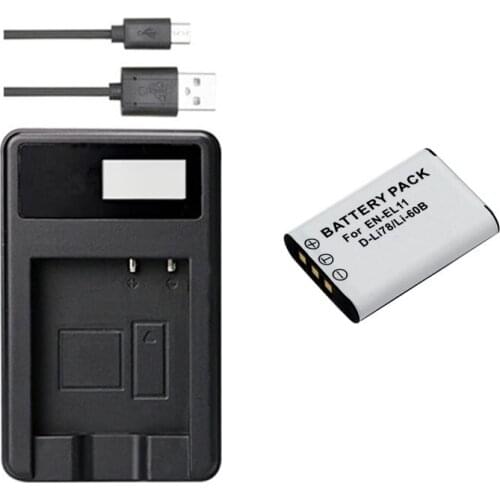 D-LI78 DLI78 EN-EL11 EL11 Battery+USB Charger for Pentax Optio S1 M50 M60 V20 W60 L50 W80