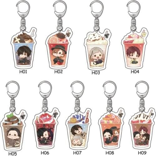 Bungo Stray Dogs Keychain Double Sided Key Chain Acrylic Pendant Anime Accessories