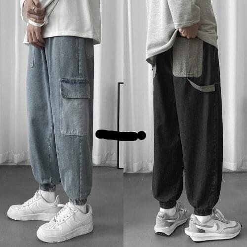 Leg Binding Jeans Men Summer Thin Nine Division of Clothing Pants Trend Go with Loose Popular Logo Pants Dad Pants 4XL 5XL