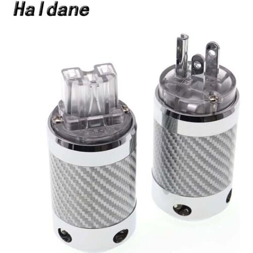 Haldane pai HIFI Carbon Fiber Rhodium Plated US Power Plug IEC Female Connector Socket Jack for DIY AC power Cord Cable