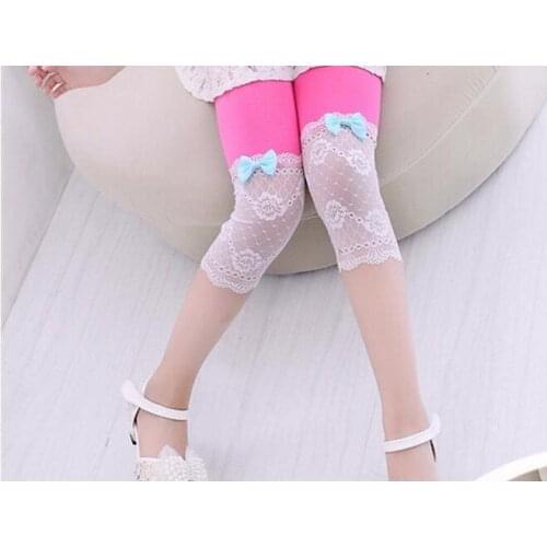 Modal summer children candy colored pant girls lace butterfly leggings childrens Leggings