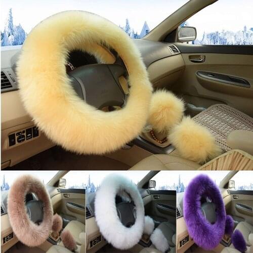Man Woman Girls Fur Steering Wheel Handbrake Cover Wool Plush for Volkswagen Golf 7 GTI Golf R MK7 Polo GTI Scirocco