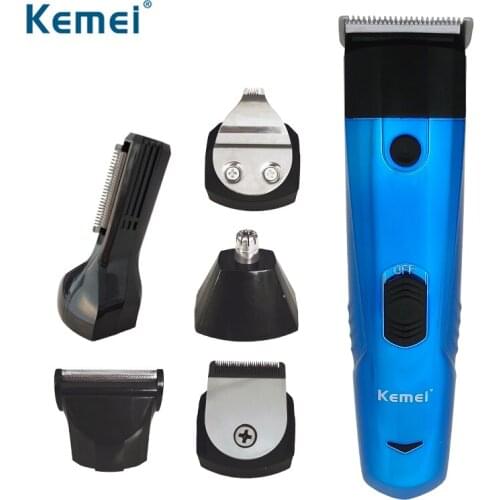 Kemei Multifunctional 6 In 1 Hair Clipper Rechargeable Razor Cordless for Men Low Noise Electric Trimmer Hair Cutting Machine