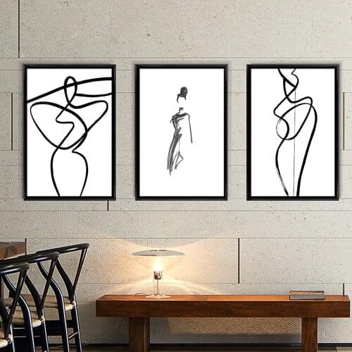 Fashion Poster Black and white lines Canvas Painting Women Wall Art Print Nordic Picture For Living Room On The Wall Home Decor