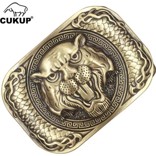 CUKUP New Brand Name Unique Design Animal Pattern Solid Brass Buckle Metal for 3.7-3.9cm Wide Belt Paties Buckles for Men BRK001